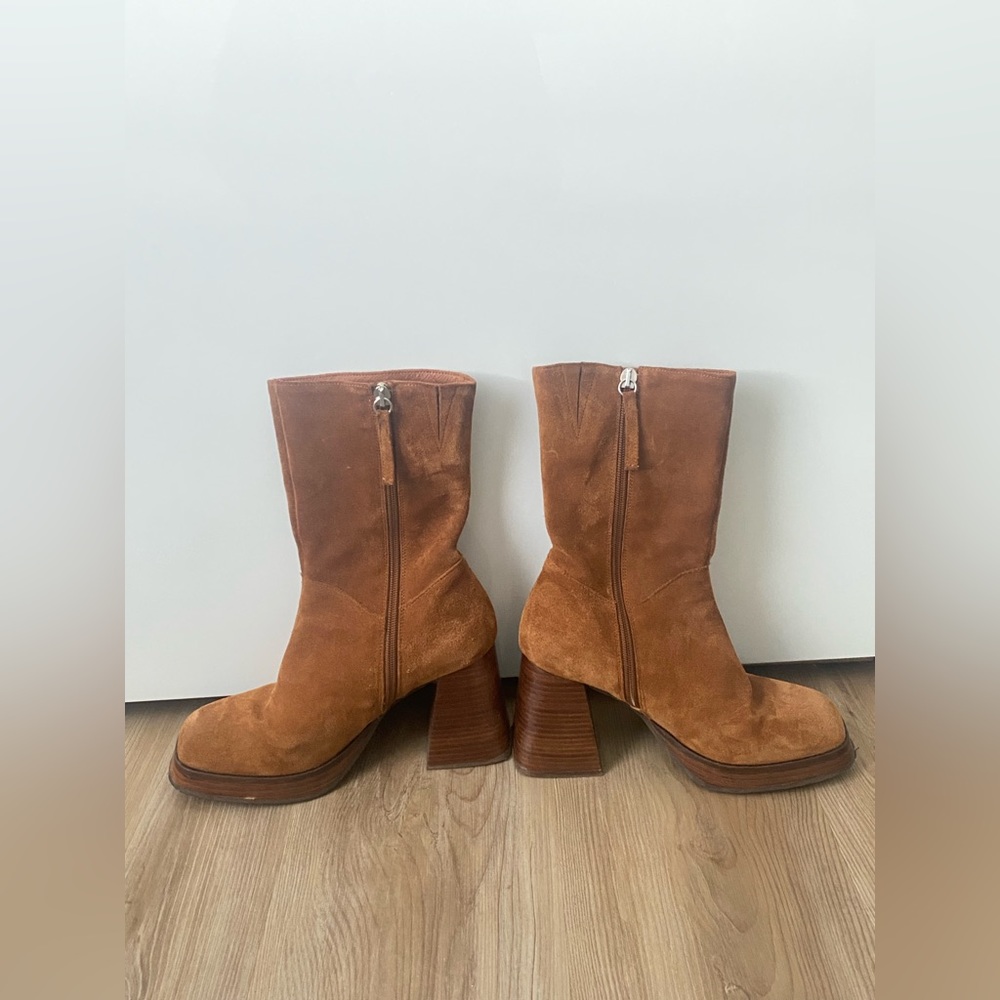 Anthropologie Angel Alarcón women's chunky heels and platform suede boots